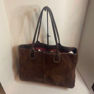 Cole Haan Suede Leather Shoulder Bag/Tote Brown